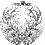 Ice Bowl 2025 logo. large antlered animal with very large antlers